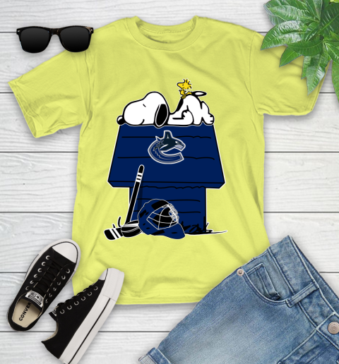 Vancouver Canucks NHL Hockey Snoopy Woodstock The Peanuts Movie Youth T-Shirt 8