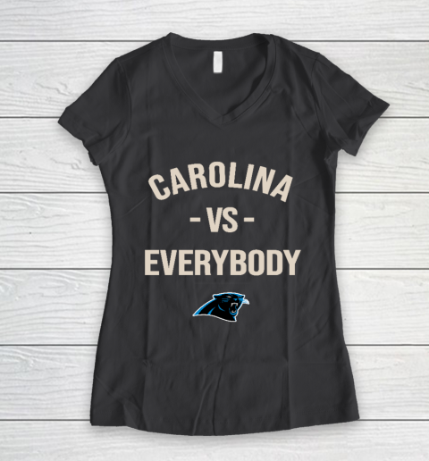 Carolina Panthers Vs Everybody Women's V-Neck T-Shirt 6