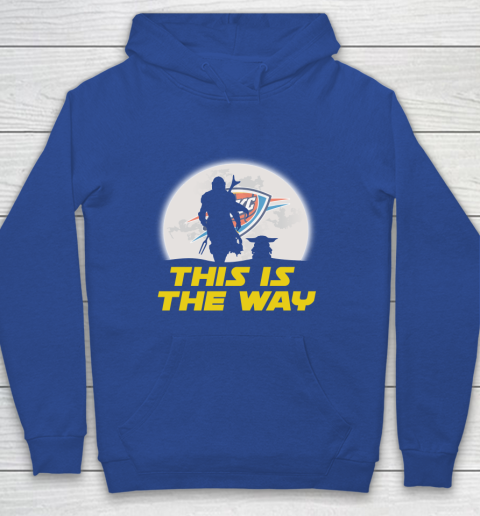 Oklahoma City Thunder NBA Basketball Star Wars Yoda And Mandalorian This Is The Way Youth Hoodie 6
