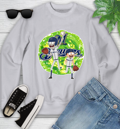 MLB Milwaukee Brewers Rick And Morty Baseball Sports Youth Sweatshirt 4