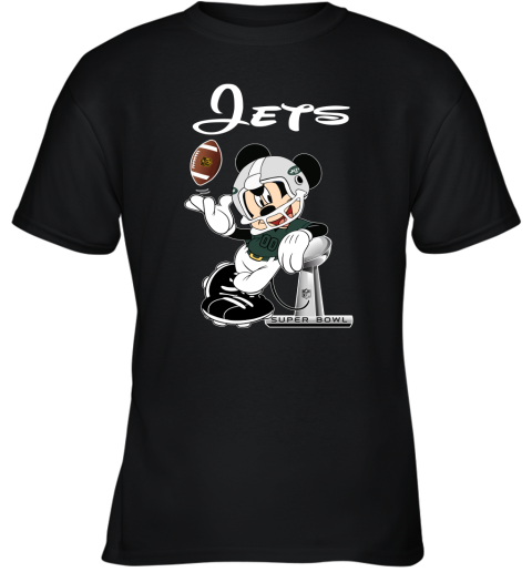Mickey Jets Taking The Super Bowl Trophy Football Youth T-Shirt