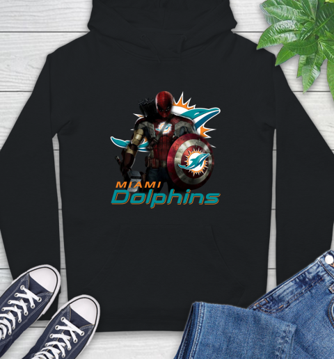 NFL Captain America Thor Spider Man Hawkeye Avengers Endgame Football Miami Dolphins Hoodie 2