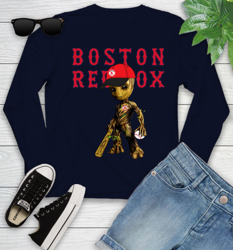 MLB Boston Red Sox Groot Guardians Of The Galaxy Baseball Youth Long Sleeve 3