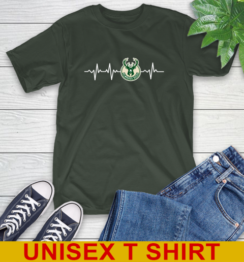 Milwaukee Bucks NBA Basketball Heart Beat Shirt T-Shirt - Image 7