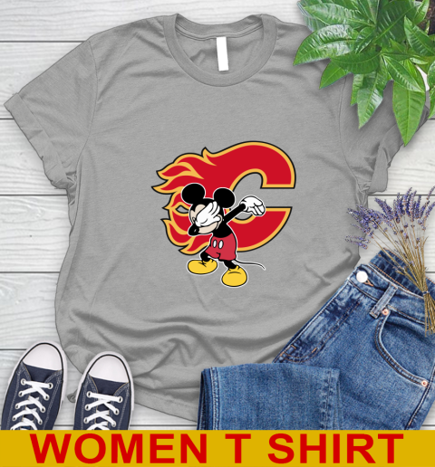 Calgary Flames NHL Hockey Dabbing Mickey Disney Sports Women's T-Shirt 11