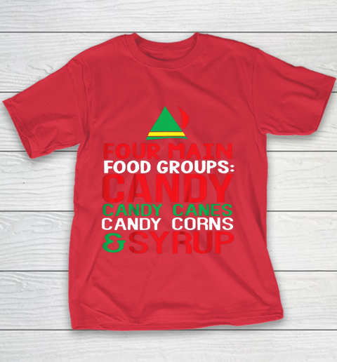 4 Main Food Groups Elf Buddy Christmas Youth T-Shirt 7