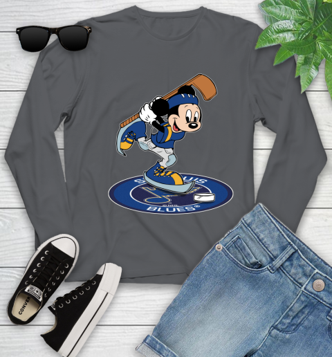 NHL Hockey St.Louis Blues Cheerful Mickey Disney Shirt Youth Long Sleeve 8