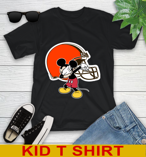 Cleveland Browns NFL Football Dabbing Mickey Disney Sports Youth T-Shirt 2