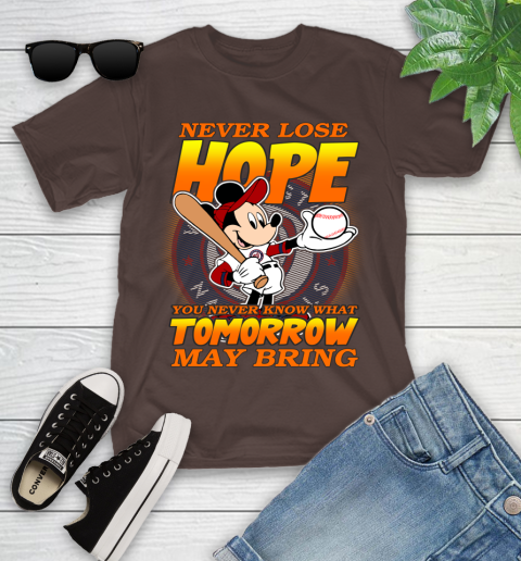 Washington Nationals MLB Baseball Mickey Disney Never Lose Hope Youth T-Shirt 7
