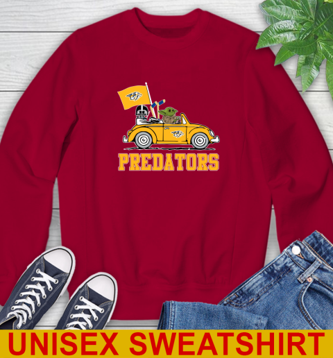 NHL Hockey Nashville Predators Darth Vader Baby Yoda Driving Star Wars Shirt Sweatshirt 7