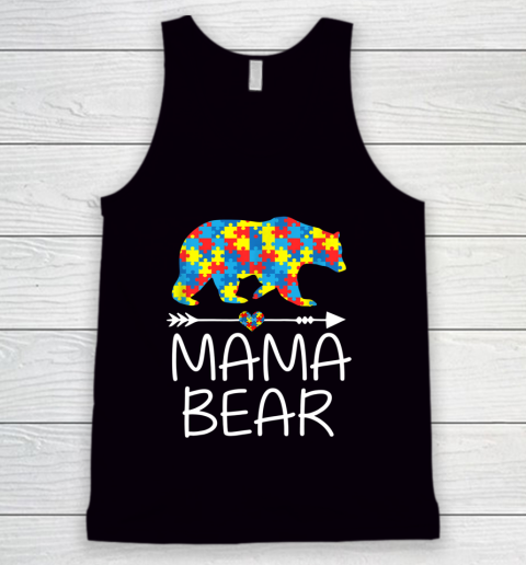 Mama Bear Autism Awareness T Shirt Autism Mom Mommy Tank Top