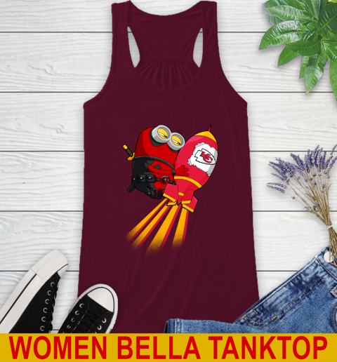 NFL Football Kansas City Chiefs Deadpool Minion Marvel Shirt Racerback Tank 2