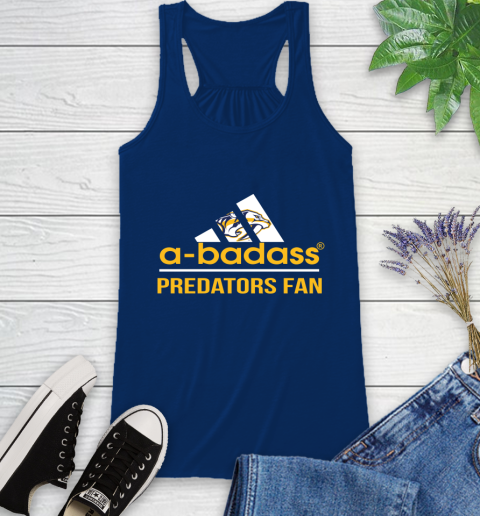 NHL A Badass Nashville Predators Fan Adidas Hockey Sports Racerback Tank - Image 9