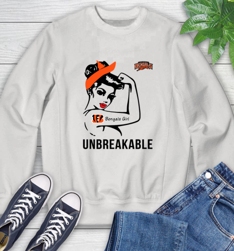 NFL Cincinnati Bengals Girl Unbreakable Football Sports Sweatshirt