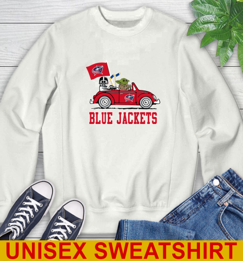 NHL Hockey Columbus Blue Jackets Darth Vader Baby Yoda Driving Star Wars Shirt Sweatshirt