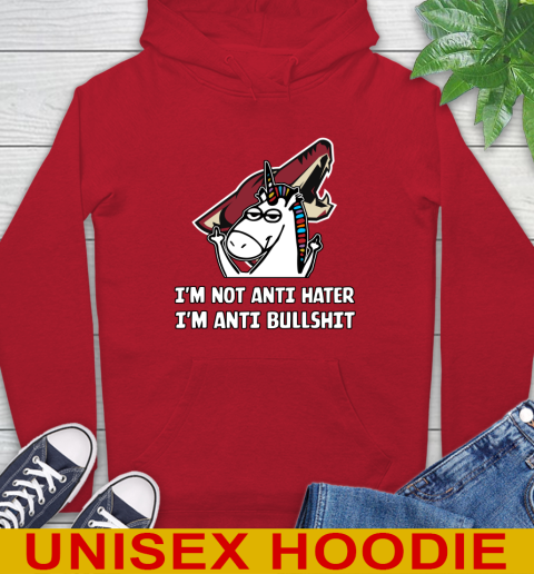 Arizona Coyotes NHL Hockey Unicorn I'm Not Anti Hater I'm Anti Bullshit Hoodie 10