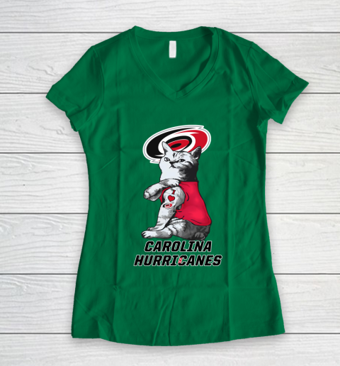 NHL My Cat Loves Carolina Hurricanes Hockey Women's V-Neck T-Shirt 3