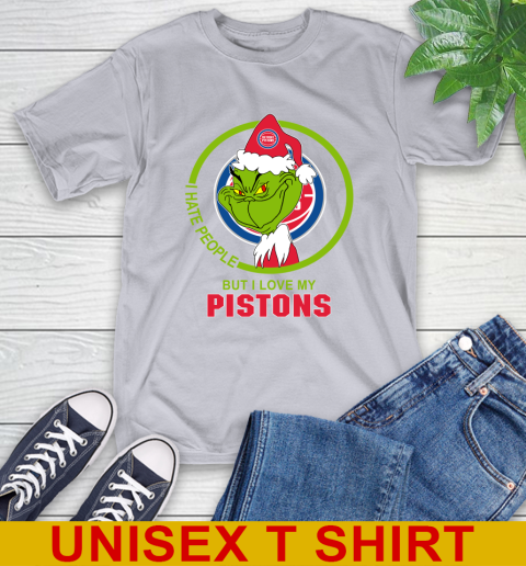 Detroit Pistons NBA Christmas Grinch I Hate People But I Love My Favorite Basketball Team T-Shirt 6