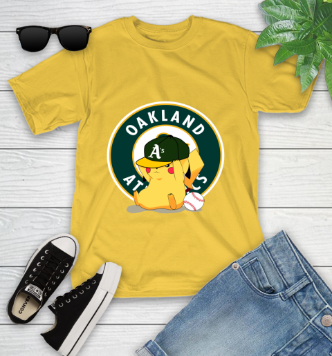MLB Pikachu Baseball Sports Oakland Athletics Youth T-Shirt 8