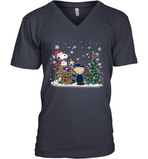 NHL Columbus Blue Jackets Snoopy Charlie Brown Woodstock Christmas Stanley Cup Hockey T Shirt qS5Y4VO4wNX v neck unisex 8 95 151514 front navy
