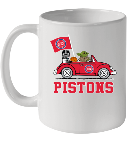 NBA Basketball Detroit Pistons Darth Vader Baby Yoda Driving Star Wars Shirt Ceramic Mug 11oz