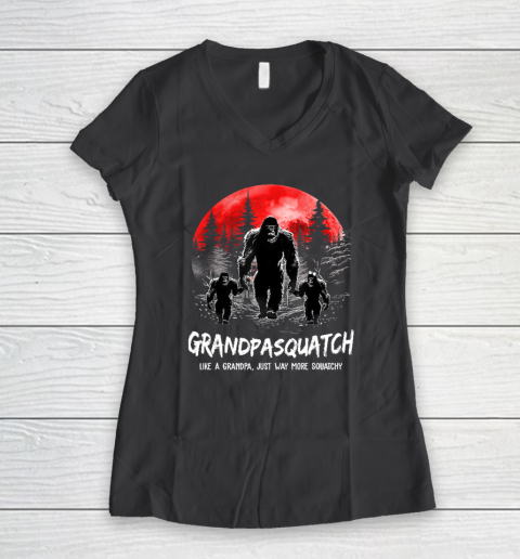 Grandpa Squatch Like A Grandpa Just Way More Squatchy Funny Women's V-Neck T-Shirt 4