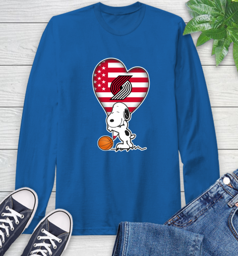 Portland Trail Blazers NBA Basketball The Peanuts Movie Adorable Snoopy Long Sleeve T-Shirt 9