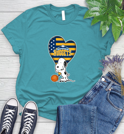 Denver Nuggets NBA Basketball The Peanuts Movie Adorable Snoopy Women's T-Shirt 12