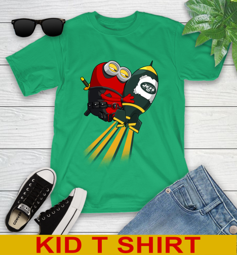 NFL Football New York Jets Deadpool Minion Marvel Shirt Youth T-Shirt 7