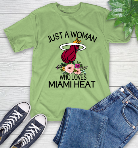 NBA Just A Woman Who Loves Miami Heat Basketball Sports T-Shirt 9