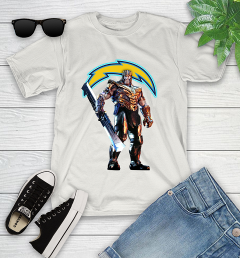 NFL Thanos Gauntlet Avengers Endgame Football San Diego Chargers Youth T-Shirt 12