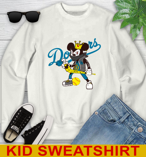 Los Angeles Dodgers MLB Baseball Mickey Peace Sign Sports Youth Sweatshirt