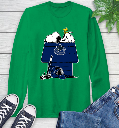 Vancouver Canucks NHL Hockey Snoopy Woodstock The Peanuts Movie Long Sleeve T-Shirt 7