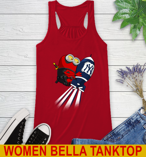 MLB Baseball New York Yankees Deadpool Minion Marvel Shirt Racerback Tank 4