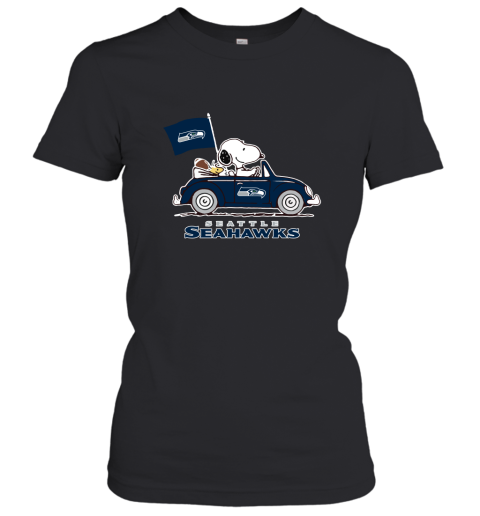 Snoopy And Woodstock Ride The Seattle Seahawks Car NFL Women's T-Shirt