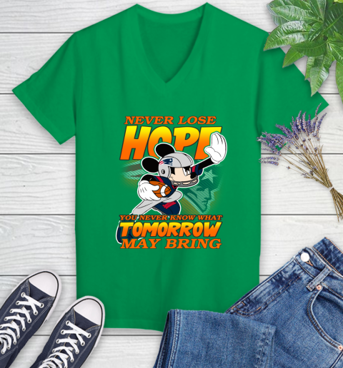 New England Patriots NFL Football Mickey Disney Never Lose Hope Women's V-Neck T-Shirt 5