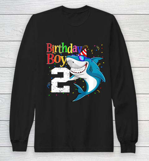 Kids 2nd Birthday Boy Shark Shirts 2 Jaw Some Four Tees Boys 2 Years Old Long Sleeve T-Shirt