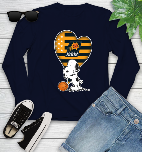 Phoenix Suns NBA Basketball The Peanuts Movie Adorable Snoopy Youth Long Sleeve 3