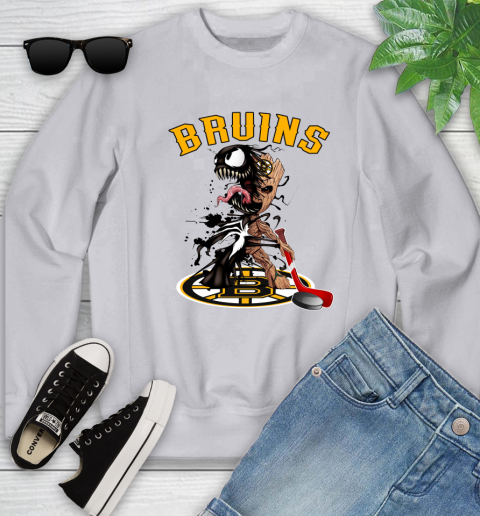 NHL Boston Bruins Hockey Venom Groot Guardians Of The Galaxy Youth Sweatshirt 4