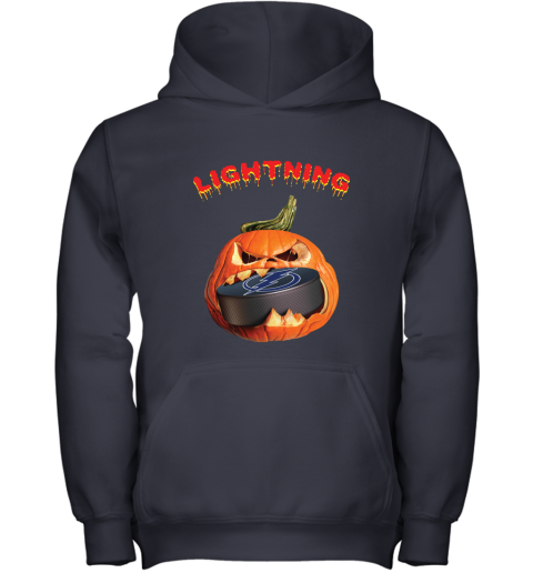 NHL Tampa Bay Lightning Halloween Pumpkin Hockey Sports wlVmU2STuoT youth hoodie 43 95 151514 front navy
