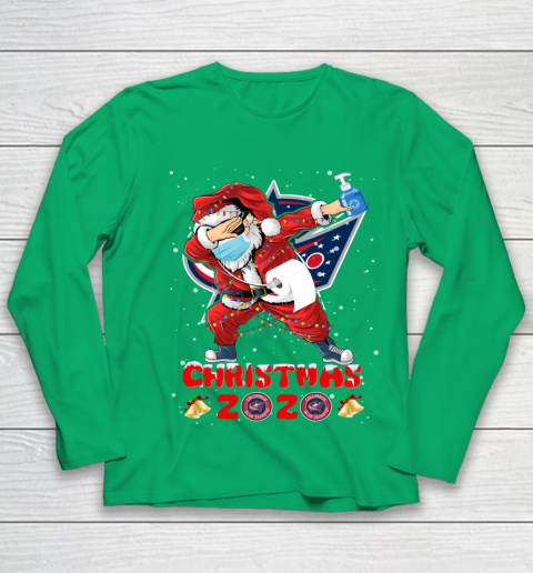 Columbus Blue Jackets Funny Santa Claus Dabbing Christmas 2020 NHL Youth Long Sleeve 4