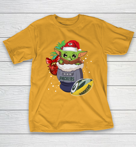Green Bay Packers Christmas Baby Yoda Star Wars Funny Happy NFL T-Shirt 4