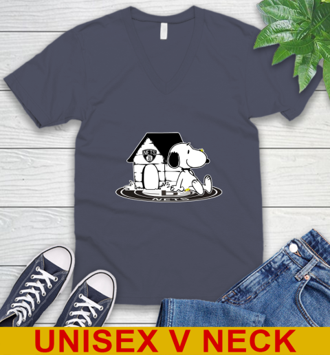 NBA Basketball Brooklyn Nets Snoopy The Peanuts Movie Shirt V-Neck T-Shirt 8