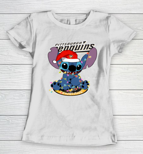 Pittsburgh Penguins NHL Hockey noel stitch Christmas Women's T-Shirt