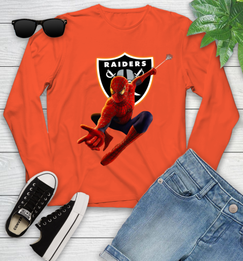 NFL Spider Man Avengers Endgame Football Oakland Raiders Youth Long Sleeve 4