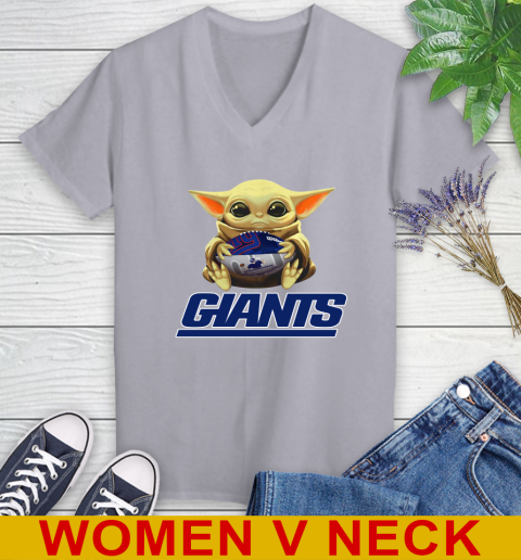 NFL Football New York Giants Baby Yoda Star Wars Shirt Women's V-Neck T-Shirt 5