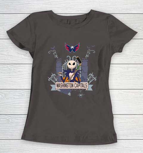 NHL Washington Capitals Hockey Jack Skellington Halloween Women's T-Shirt 7