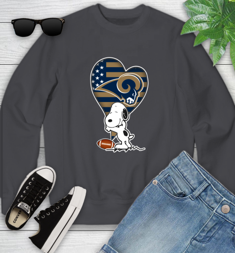 Los Angeles Rams NFL Football The Peanuts Movie Adorable Snoopy Youth Sweatshirt 6