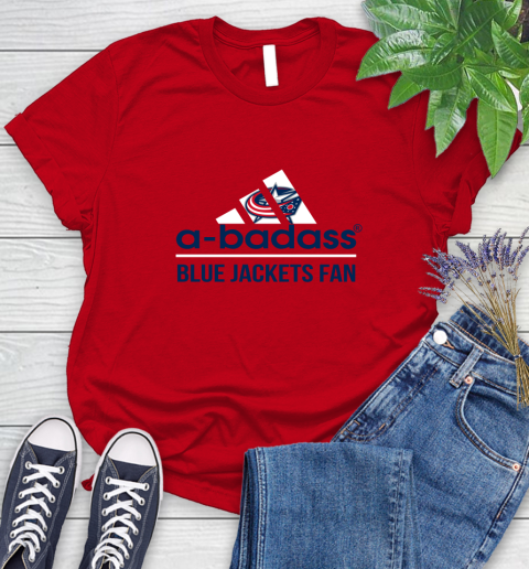 NHL A Badass Columbus Blue Jackets Fan Adidas Hockey Sports Women's T-Shirt 13