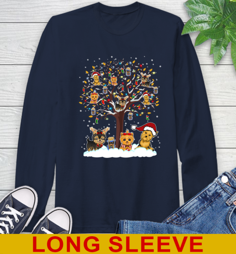 Yorkie dog pet lover light christmas tree shirt 57